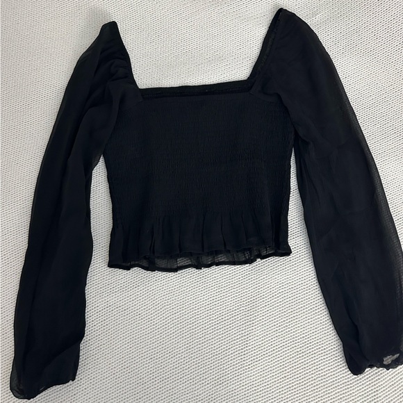 Hollister Black Mesh Long Sleeve Top Size M - Picture 7 of 8